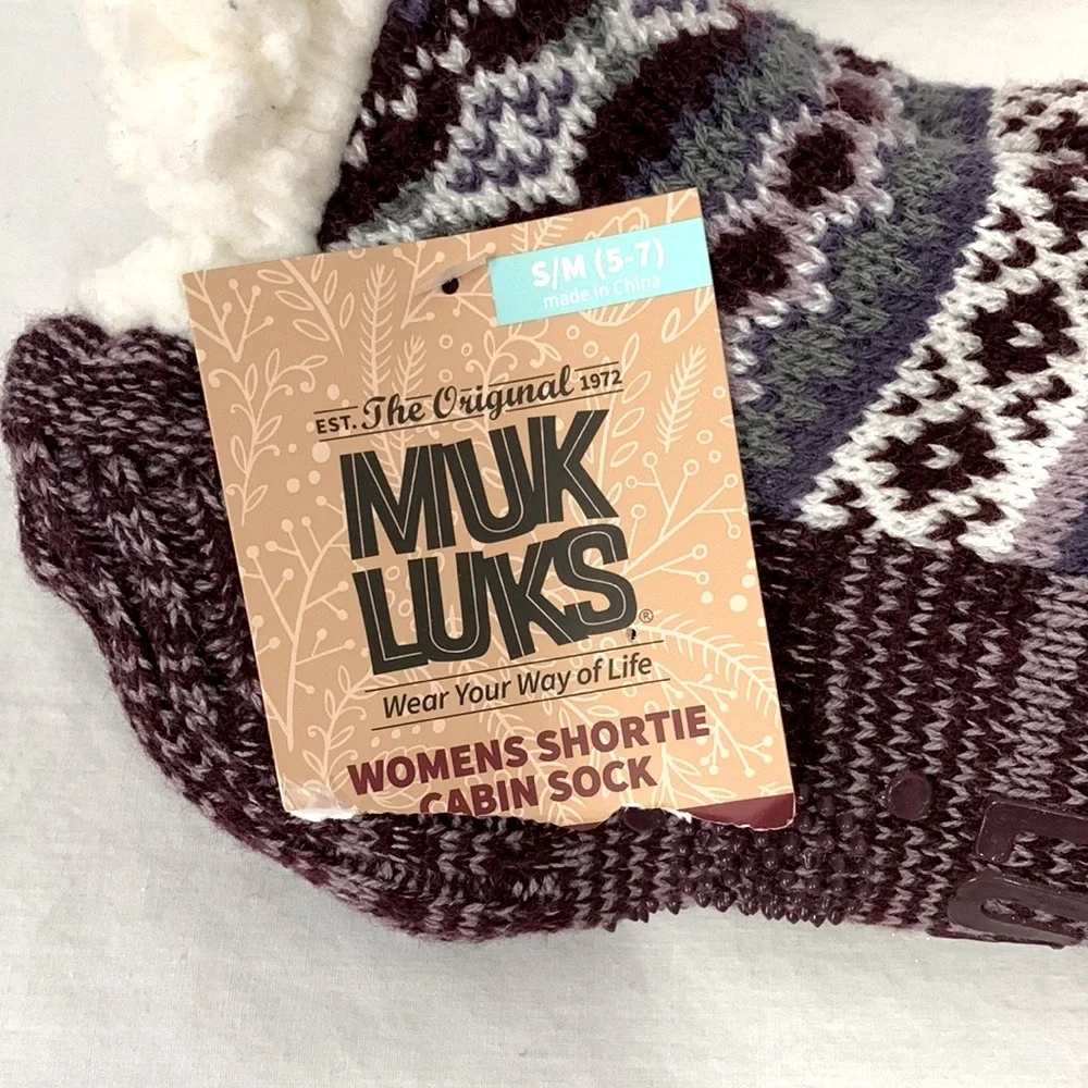 Muk Luks Aubergine Combo Women's Shortie Cabin Sock
